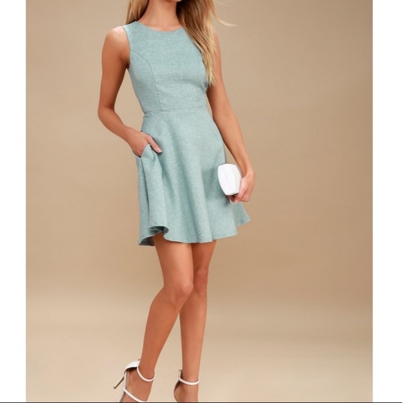 Lulus Winsome Mint Blue Backless Skater Dress - Picture 2 of 7
